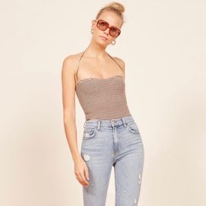 NWT Reformation Pomme striped halter tank top